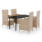 5 Piece Garden Dining Set with Cushions Beige