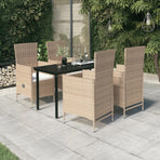 5 Piece Garden Dining Set with Cushions Beige