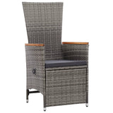 7 Piece Garden Dining Set with Cushions Grey - Side View