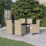 7 Piece Garden Dining Set with Cushions Beige