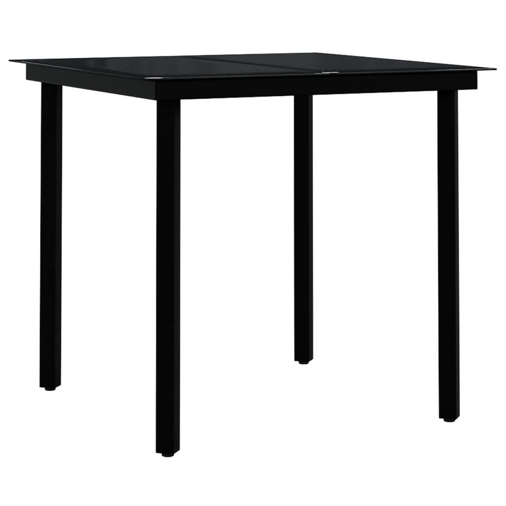 3 Piece Garden Dining Set with Cushions Black