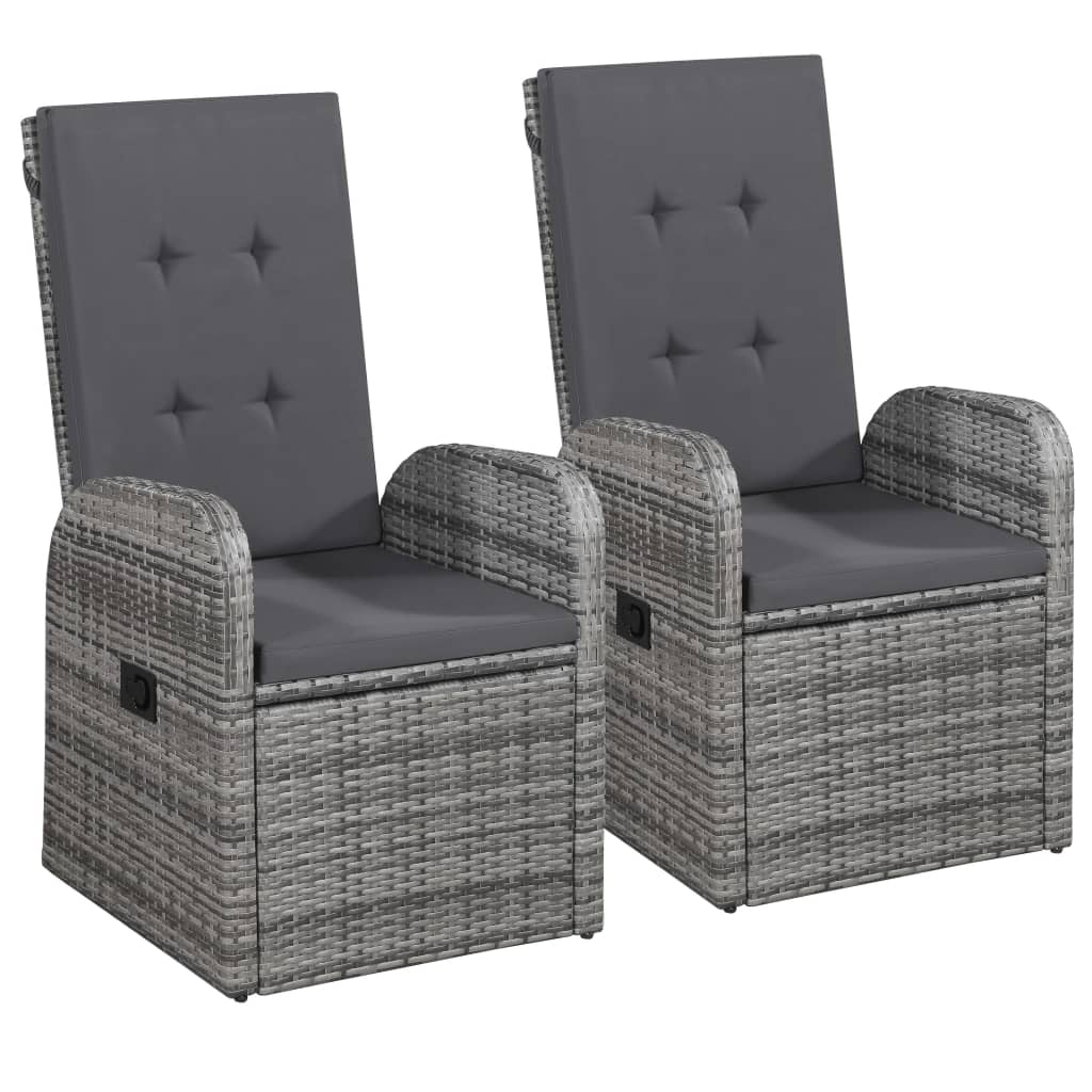 3 Piece Garden Dining Set with Cushions Grey
