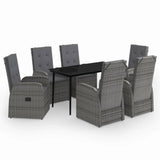 7 Piece Garden Dining Set with Cushions Grey