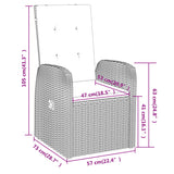 7 Piece Garden Dining Set with Cushions Grey - Extra Image