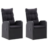 3 Piece Garden Dining Set with Cushions Black - Side View
