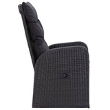 3 Piece Garden Dining Set with Cushions Black - Rear View