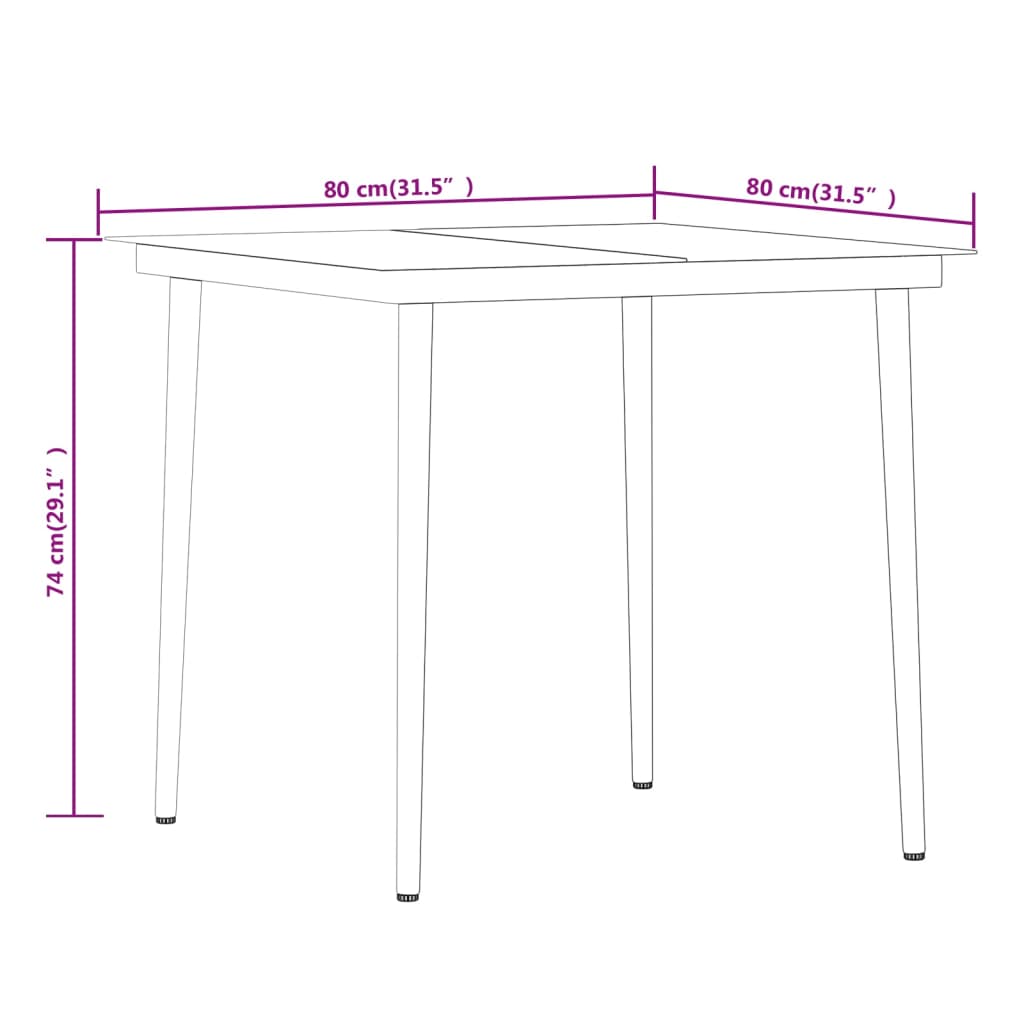 3 Piece Garden Dining Set with Cushions Black