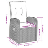 7 Piece Garden Dining Set with Cushions Black - Extra Image