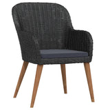 3 Piece Garden Dining Set with Cushions Black - Side View