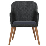 3 Piece Garden Dining Set with Cushions Black