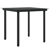 3 Piece Garden Dining Set with Cushions Black