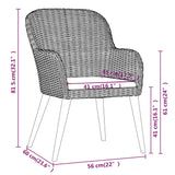 3 Piece Garden Dining Set with Cushions Black - Close-Up Angle