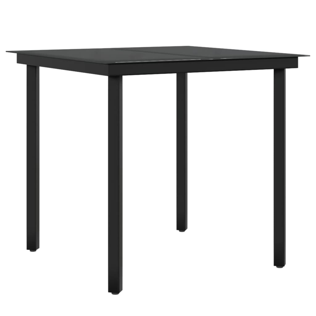 5 Piece Garden Dining Set with Cushions Black