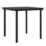 5 Piece Garden Dining Set with Cushions Black