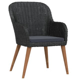 3 Piece Garden Dining Set with Cushions Black - Side View