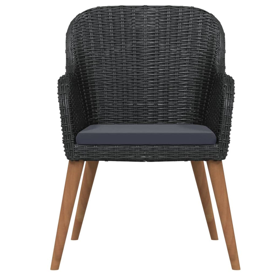 3 Piece Garden Dining Set with Cushions Black