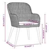 3 Piece Garden Dining Set with Cushions Black - Close-Up Angle