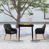 3 Piece Garden Dining Set with Cushions Black