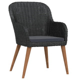 7 Piece Garden Dining Set with Cushions Black - Side View