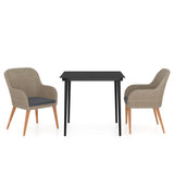 3 Piece Garden Dining Set with Cushions Brown