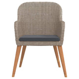 3 Piece Garden Dining Set with Cushions Brown - Top-Down View