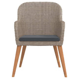5 Piece Garden Dining Set with Cushions Brown