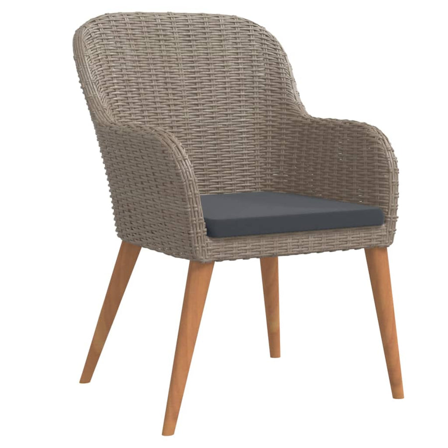 5 Piece Garden Dining Set with Cushions Brown