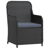 3 Piece Garden Dining Set with Cushions Black - Side View