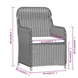 3 Piece Garden Dining Set with Cushions Black - Close-Up Angle