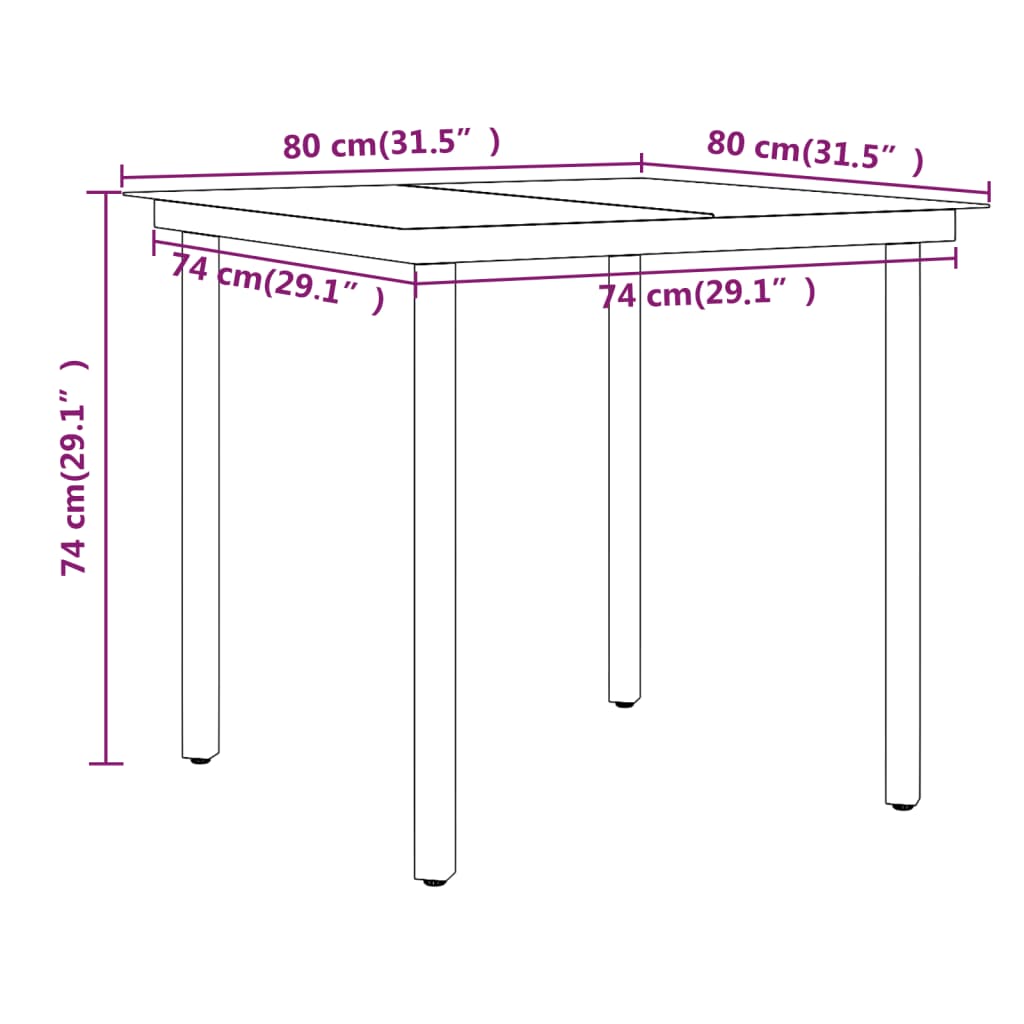3 Piece Garden Dining Set with Cushions Black