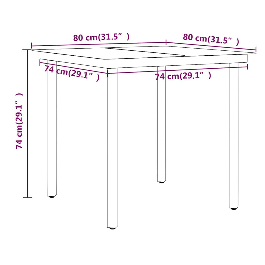 5 Piece Garden Dining Set with Cushions Brown