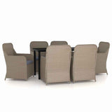 7 Piece Garden Dining Set with Cushions Brown - Front View