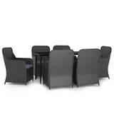 7 Piece Garden Dining Set with Cushions Black