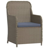 3 Piece Garden Dining Set with Cushions Brown - Side View
