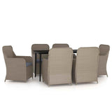 7 Piece Garden Dining Set with Cushions Brown