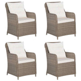 5 Piece Garden Dining Set Brown - Side View