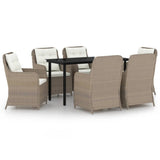 7 Piece Garden Dining Set Brown - Front View