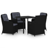 5 Piece Garden Dining Set Black - Front View