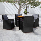 5 Piece Garden Dining Set Black