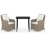3 Piece Garden Dining Set Brown