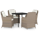 5 Piece Garden Dining Set Brown - Front View