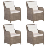 5 Piece Garden Dining Set Brown - Side View