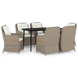 7 Piece Garden Dining Set Brown - Front View