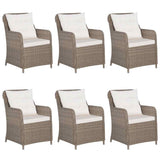 7 Piece Garden Dining Set Brown - Side View