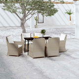7 Piece Garden Dining Set Brown
