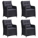 5 Piece Garden Dining Set Black - Side View