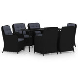 7 Piece Garden Dining Set Black