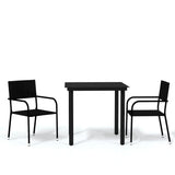 3 Piece Garden Dining Set Black - Front View