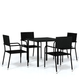 5 Piece Garden Dining Set Black - Front View