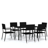 7 Piece Garden Dining Set Black - Front View